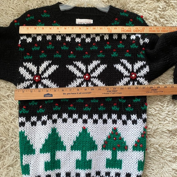 Adell Barre Ugly Christmas Sweater Black Acrylic Pullover, 80s - Picture 4 of 13